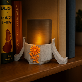 ⚫🟠 Mystical Candle Holder – Charcoal & Orange Ember